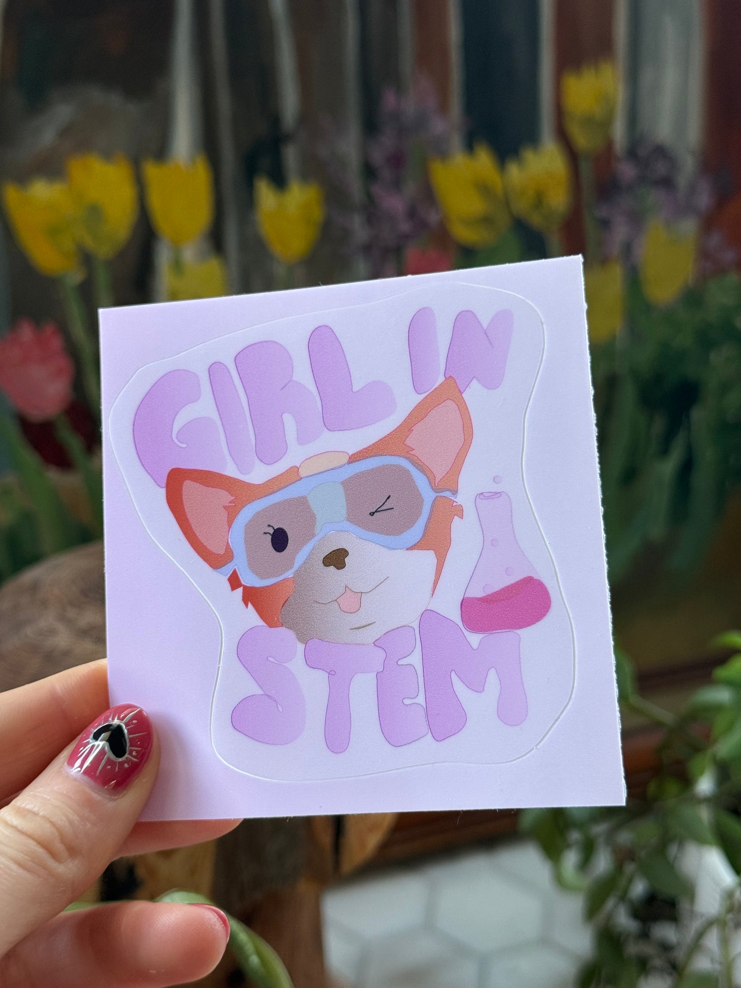 Chopper the Science Corgi Girl in STEM Sticker